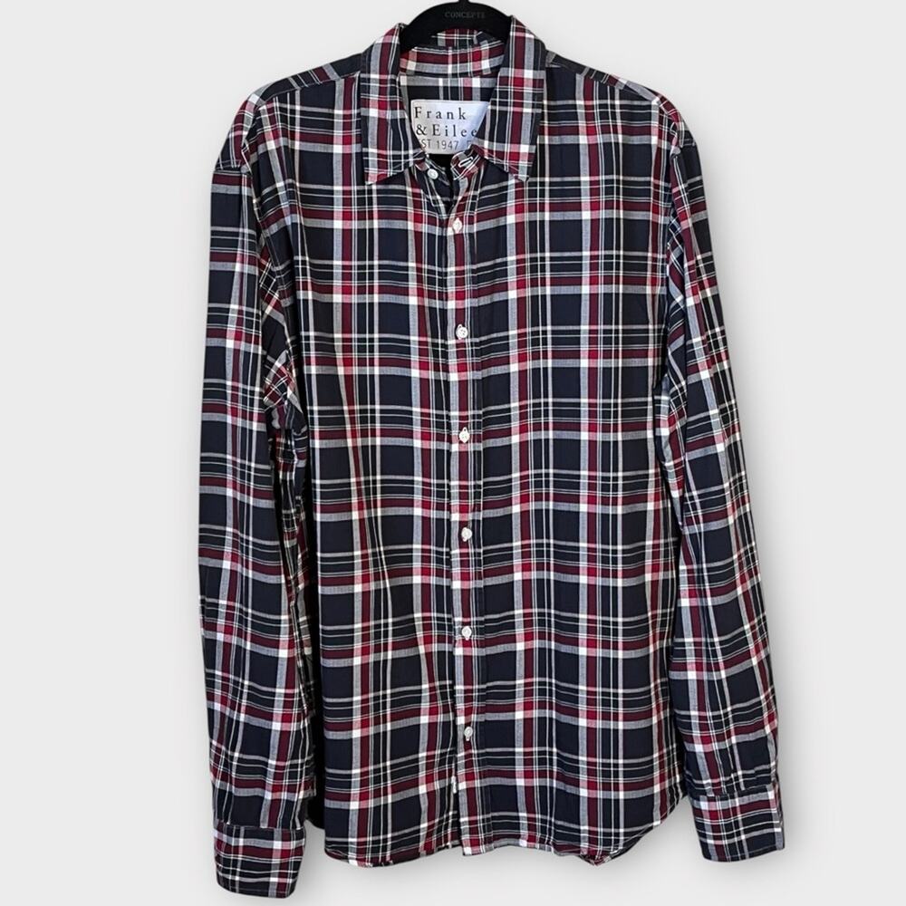 FRANK & EILEEN Plaid Button Down Shirt Men's Size XL cotton black/red/white